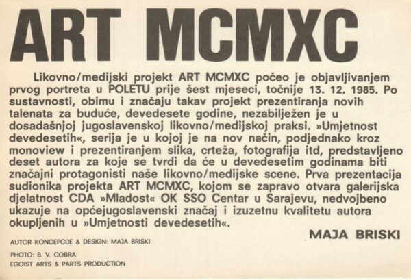 kartolina, pozivnica  art mcmxc