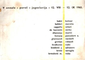 v annale. poreč, 12.08.-12.09.1965.