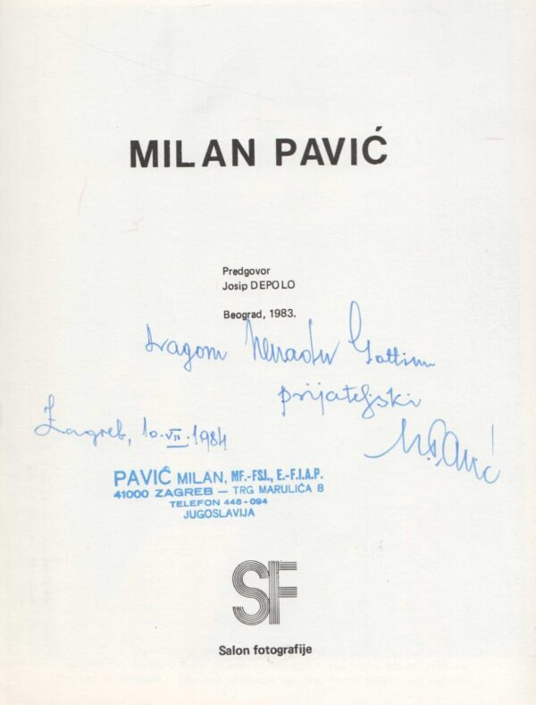 milan pavić, katalog izložbe