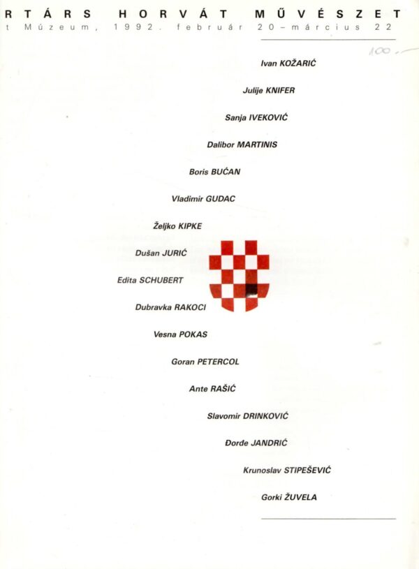 kortars horvat muveszet, 1992., katalog izložbe