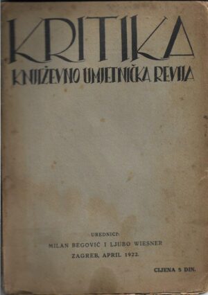 kritika, književno umjetnička revija, april 1922.