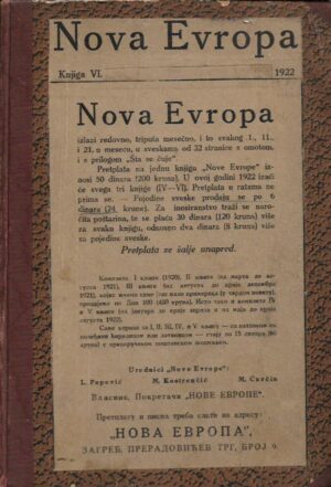 milan Ćurčin (ur.): nova evropa (knjiga vi., 1922.)