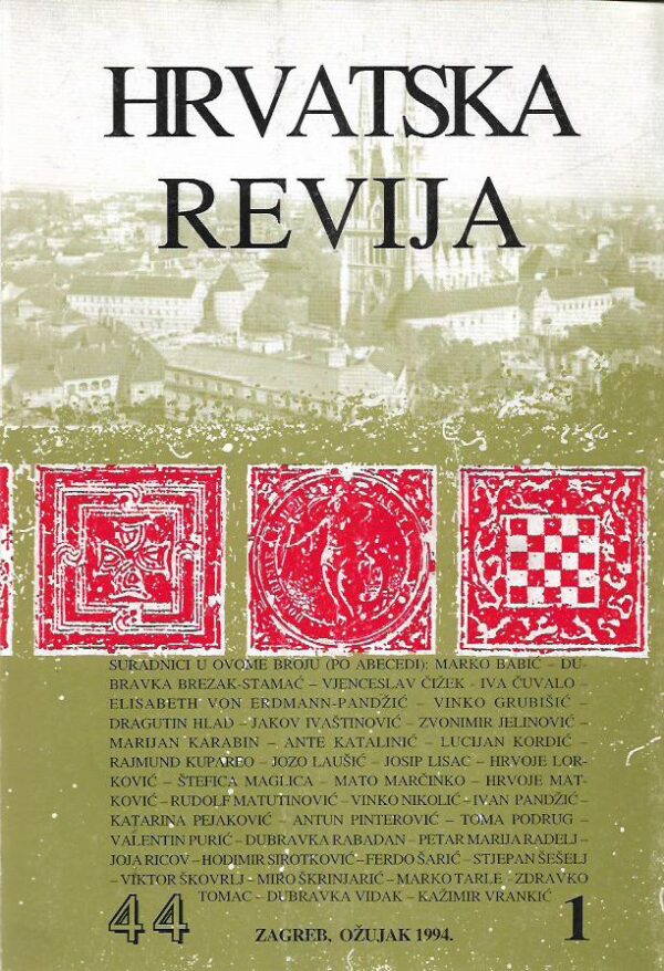 vinko nikolić (ur.): hrvatska revija - 44, 1