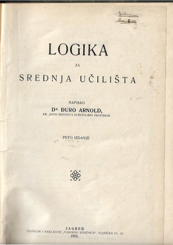 Đuro arnold: logika za srednja učilišta