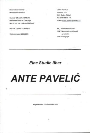 damir petkov: eine studie über ante pavelić