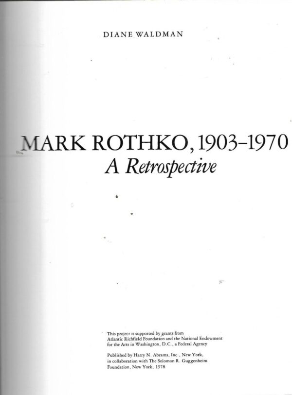 diane waldman: mark rothko, 1903-1970. a retrospective