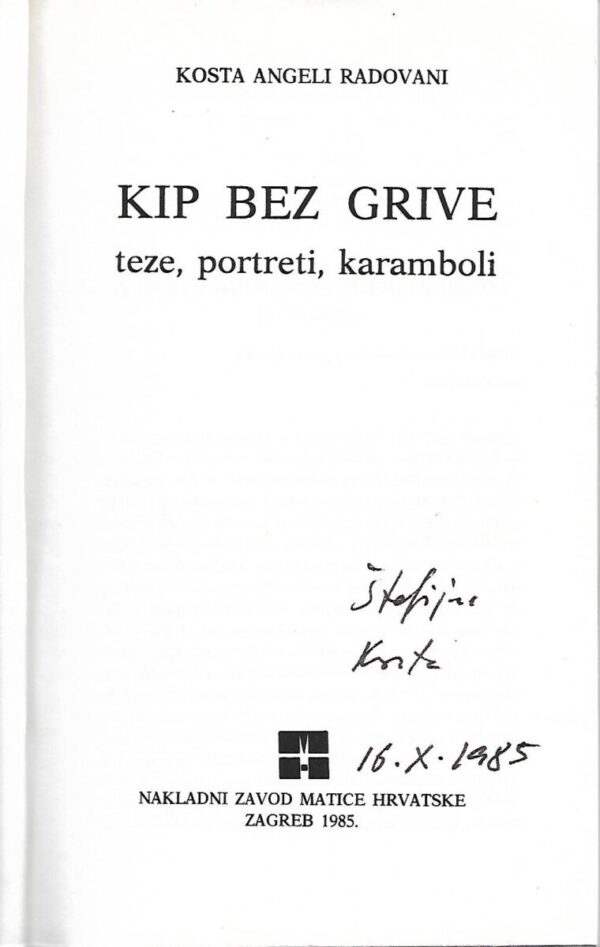 kosta angeli radovani: kip bez grive