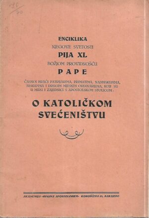 papa pio xi.: enciklika o katoličkom svećeništvu