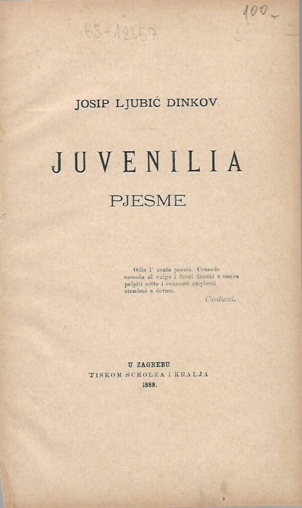 josip ljubić dinkov: juvenilia - pjesme