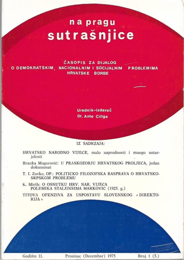 na pragu sutrašnjice - godište ii. - prosinac 1975 - broj 1 (5.)