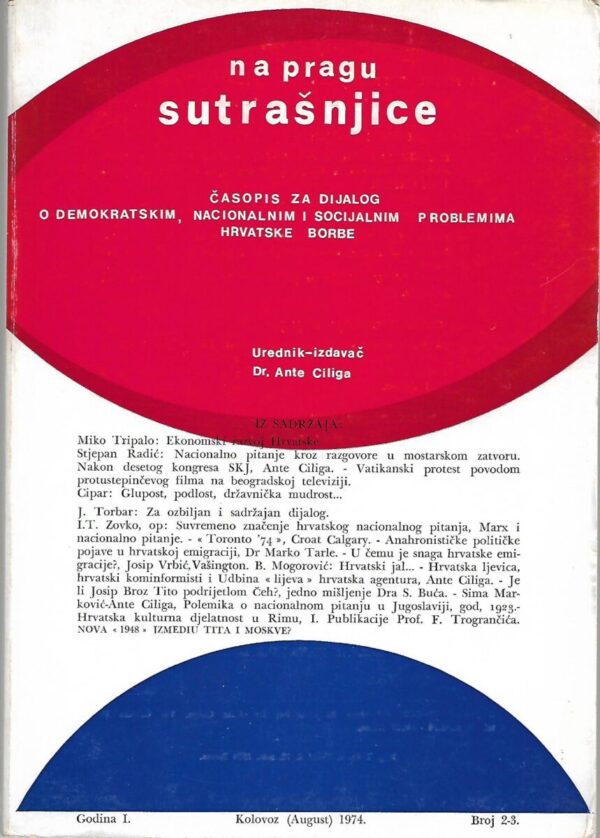 na pragu sutrašnjice - godina i. - kolovoz 1974. - broj 2-3