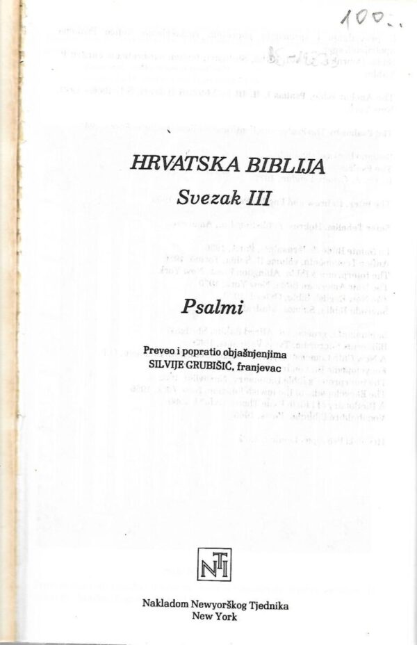 silvije grubišić: hrvatska biblija iii - psalmi