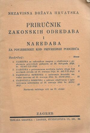 skupina autora: ndh - priručnik zakonskih odredaba i naredaba za povjerenike kod privrednih poduzeća