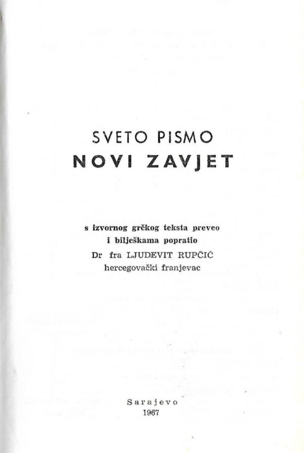 ljudevit rupčić: sveto pismo - novi zavjet