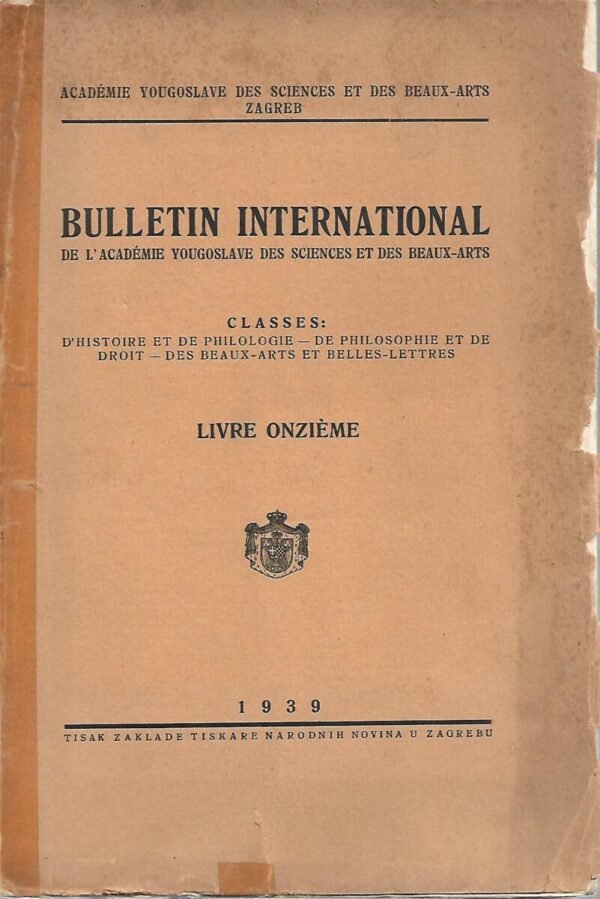 skupina autora: bulletin international de l'academie yugoslave des sciences et des beaux-arts