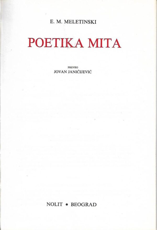 eleazar moiseevich meletinski: poetika mita