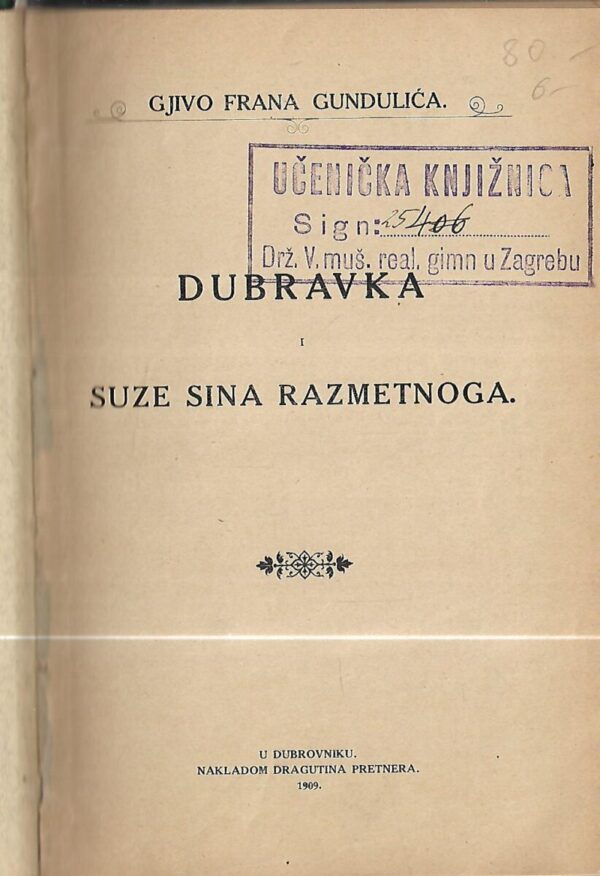 gundulić: dubravka i suze sina razmetnoga