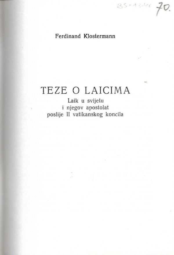 ferdinand klostermann: teze o laicima