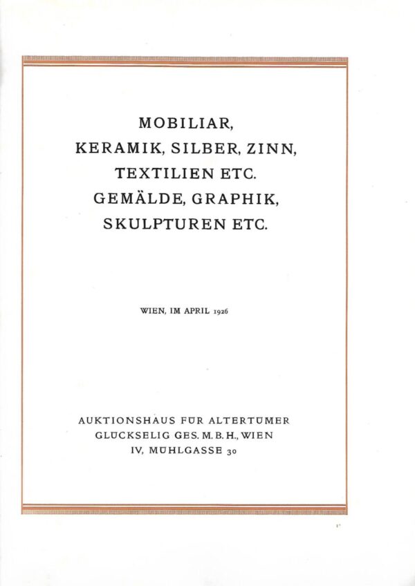 auktionshaus für altertümer glückselig gest 1926