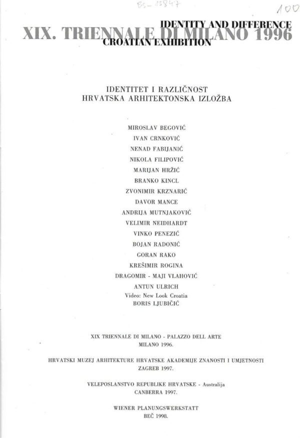 xix. triennale di milano - identitet i različitost - hrvatska arhitektonska izložba 1996.