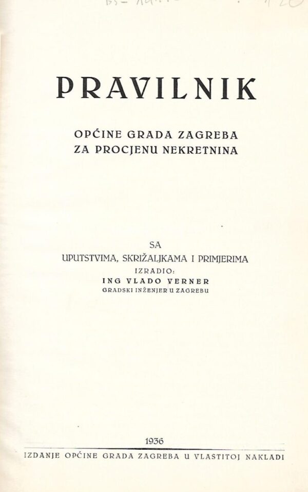 vlado verner: pravilnik općine grada zagreba za procjenu nekretnina