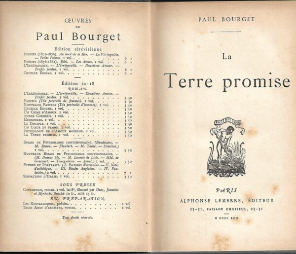 paul bourget: la terre promise