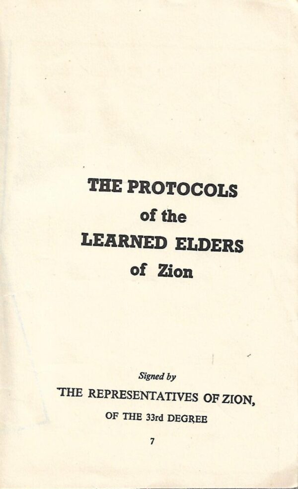 jewish conspiracy - the protocols of the learned elders of zion