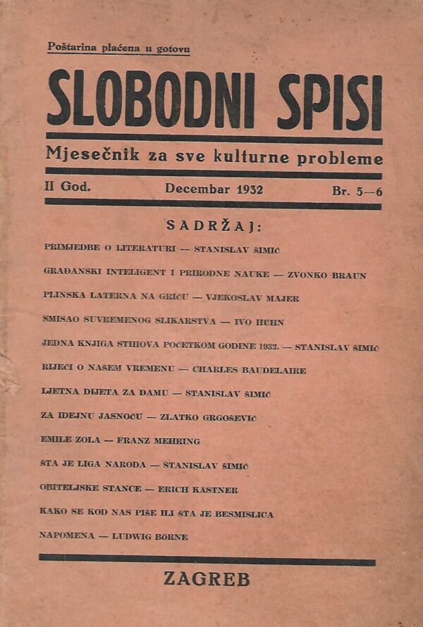 slobodni spisi- ii. godina, broj 5-6, decembar 1932.