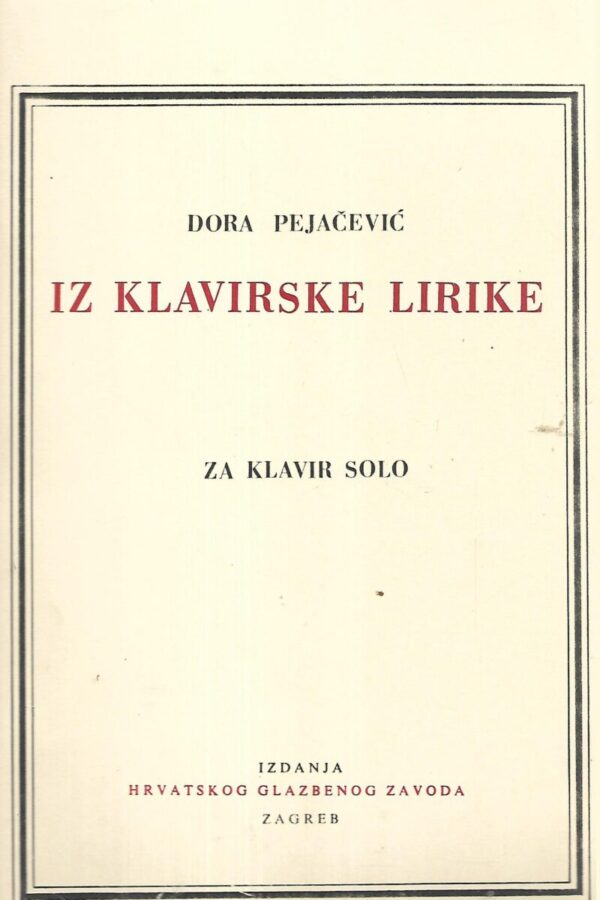 dora pejačević: iz klavirske lirike za klavir solo