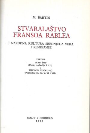 m.bahtin: stvaralaštvo fransoa rablea