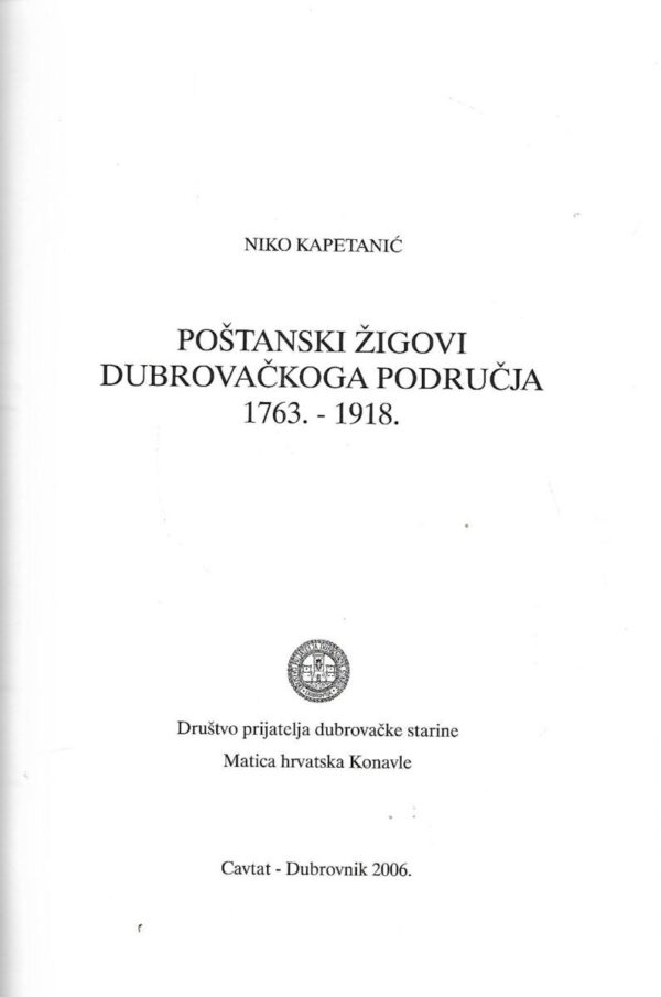 niko kapetanić: poštanski žigovi dubrovačkog područja 1763.-1918.