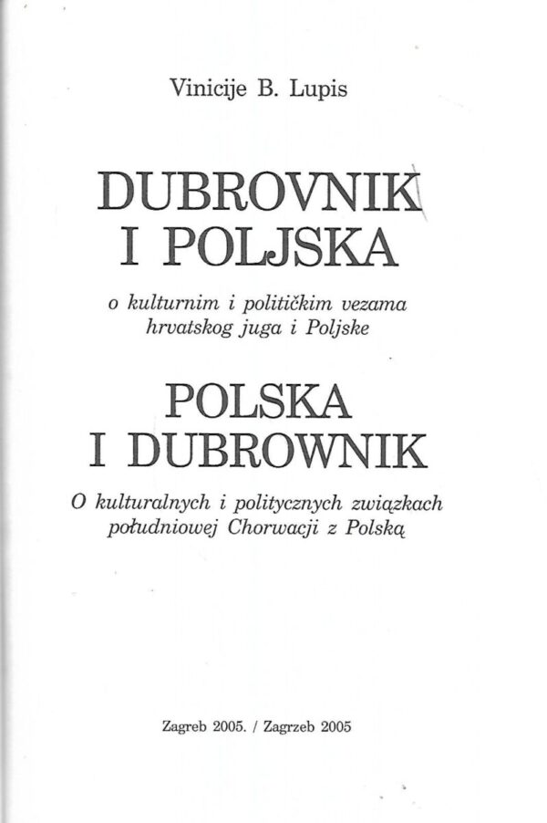 vinicije b.lupis: dubrovnik i poljska / polska i dubrownik