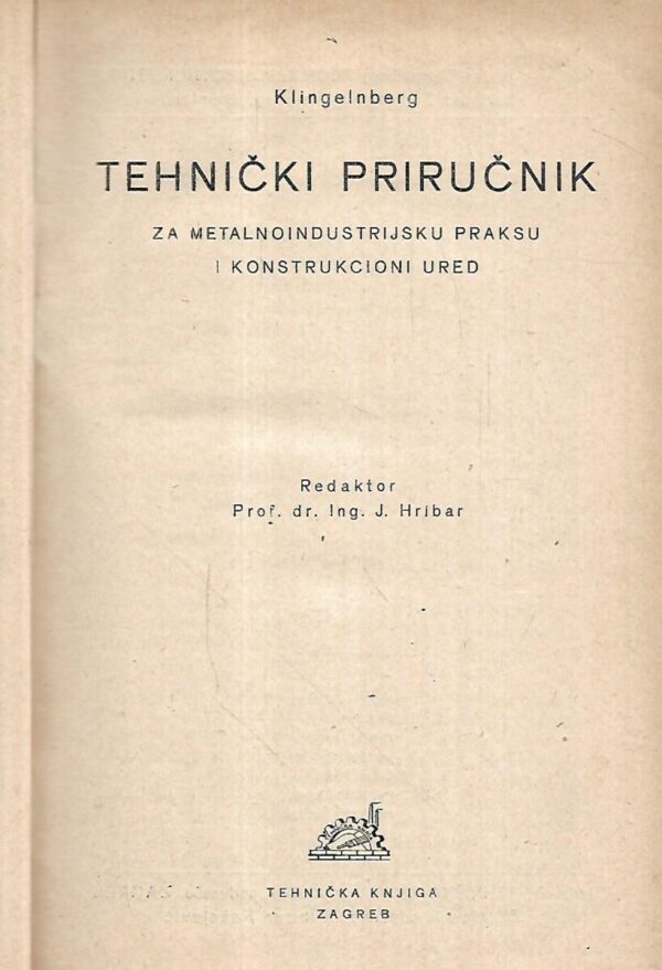 klingelnberg: tehnički priručnik za metalnoindustrijsku praksu i konstrukcioni ured 1