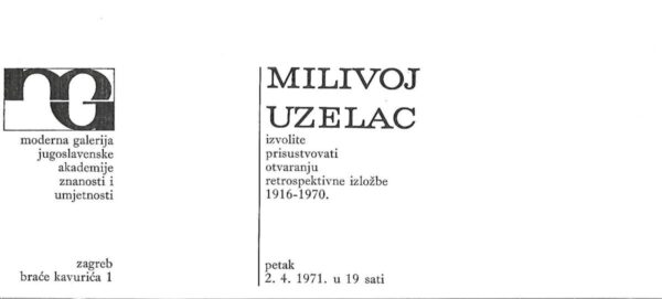 milivoj uzelac: retrospektivna izložba - katalog