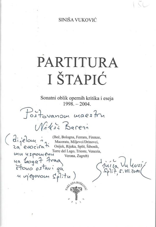 siniša vuković: partitura i štapić - s potpisom siniše vukovića