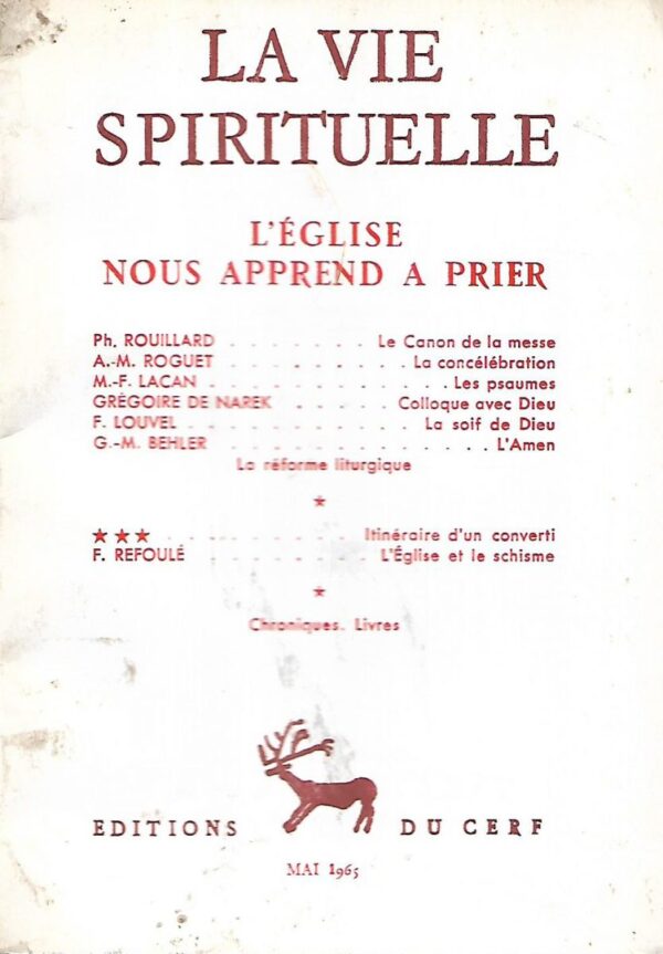 la vie spirituelle 516 / mai 1965