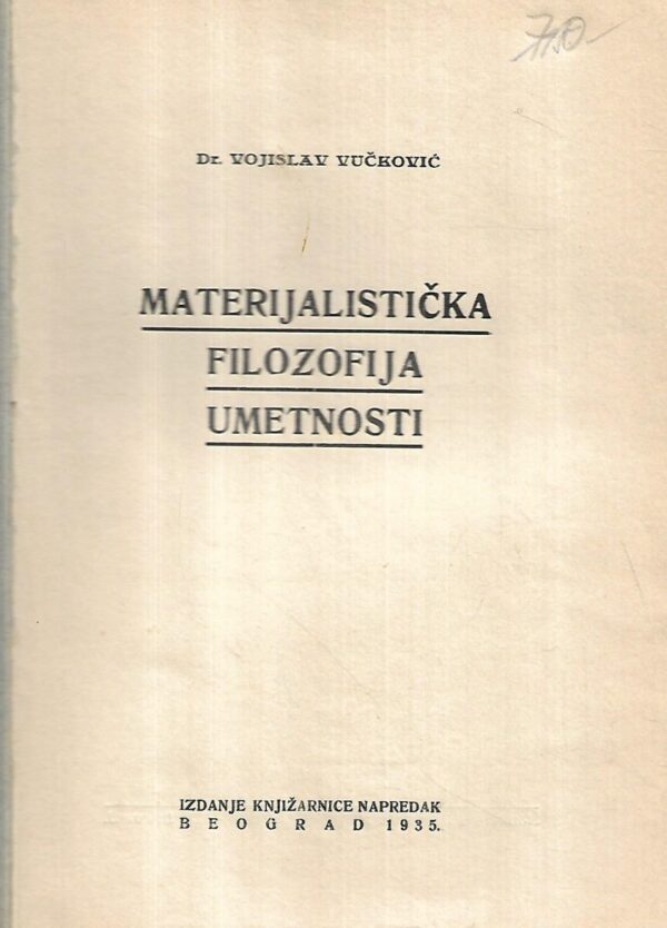 vojislav vučković: materijalistička filozofija umetnosti