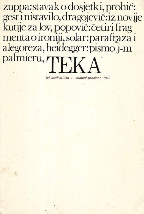 teka (tekstovi/kritika) 1 , studeni-prosinac 1972