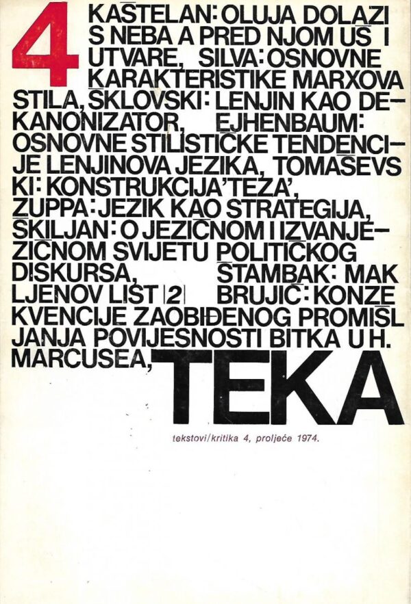 teka (tekstovi/kritika) 4 ,proljeće 1974