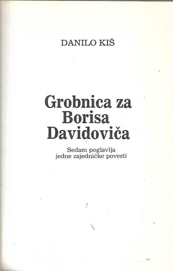 danilo kiš: grobnica za borisa davidoviča