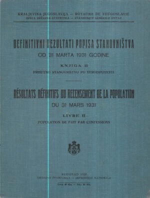 definitivni rezultati popisa stanovništva od 31.marta 1931. godine - knjiga ii. , prisutno stanovništvo po veroispovesti