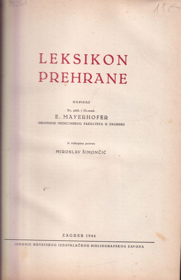 e. mayerhofer: leksikon prehrane