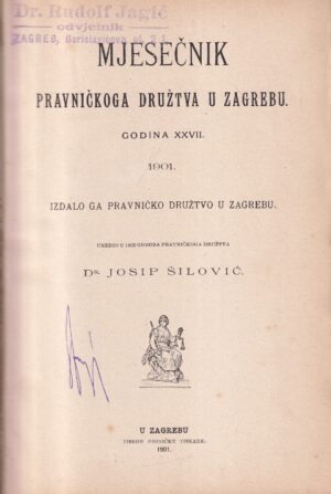 mjesečnik pravničkoga društva u zagrebu, god. xxvii., 1901.