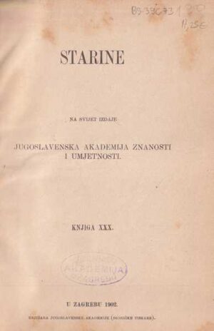 jugoslavenska akademija znanosti i umjetnosti: starine-knjiga xxx.