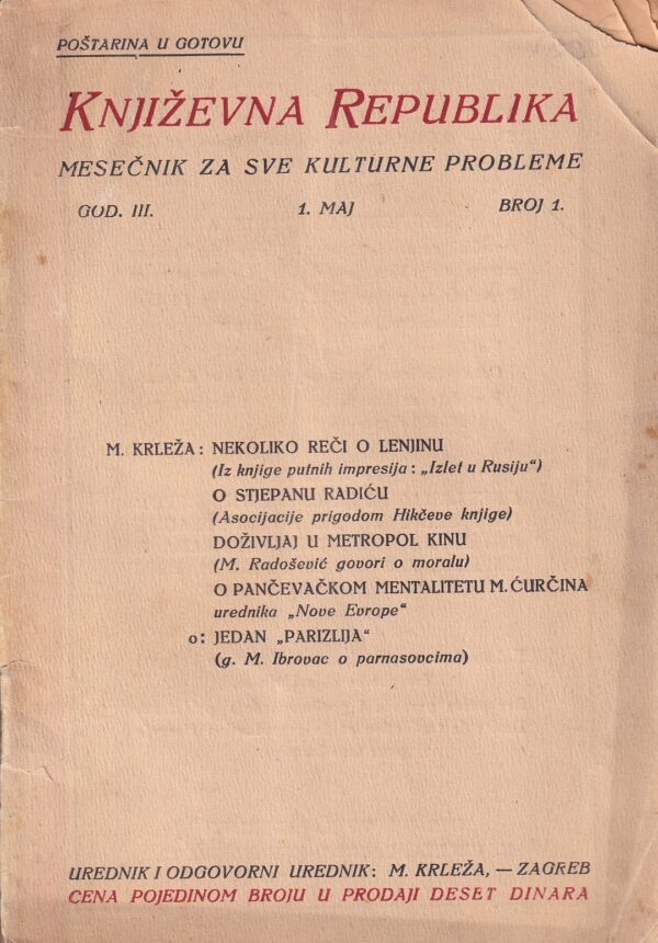 miroslav krleža: književna republika br. 1