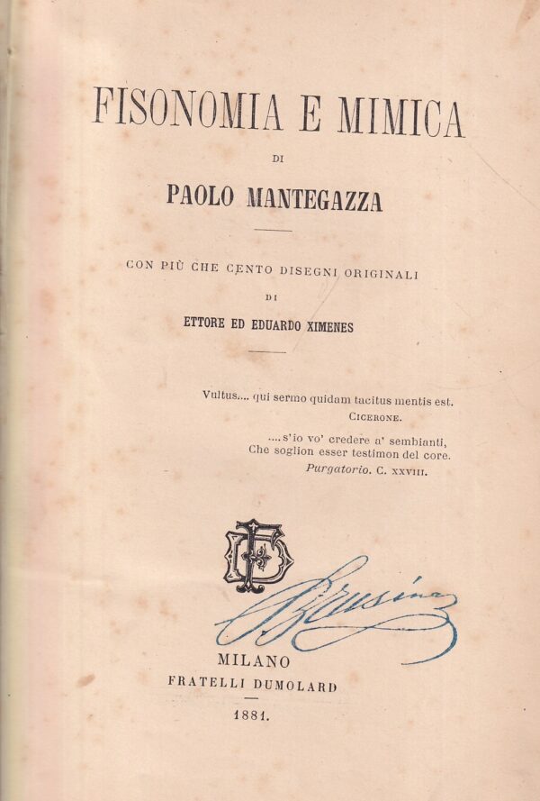 paolo mantegazza: fisionomia e mimica