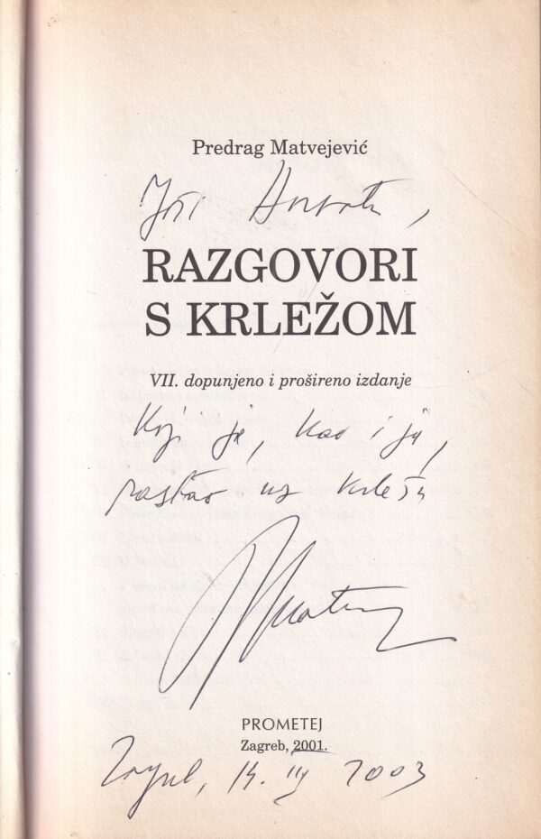 predrag matvejević: razgovori s krležom