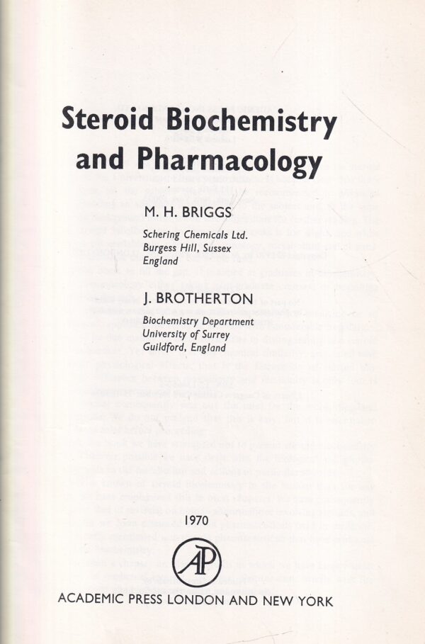 m. h. briggs i j. brotherton: steroid biochemistry and pharmacology