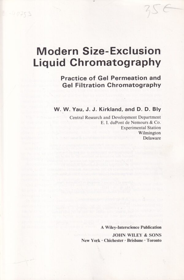 yau, kirkland, bly: modern size-exclusion liquid chromatography