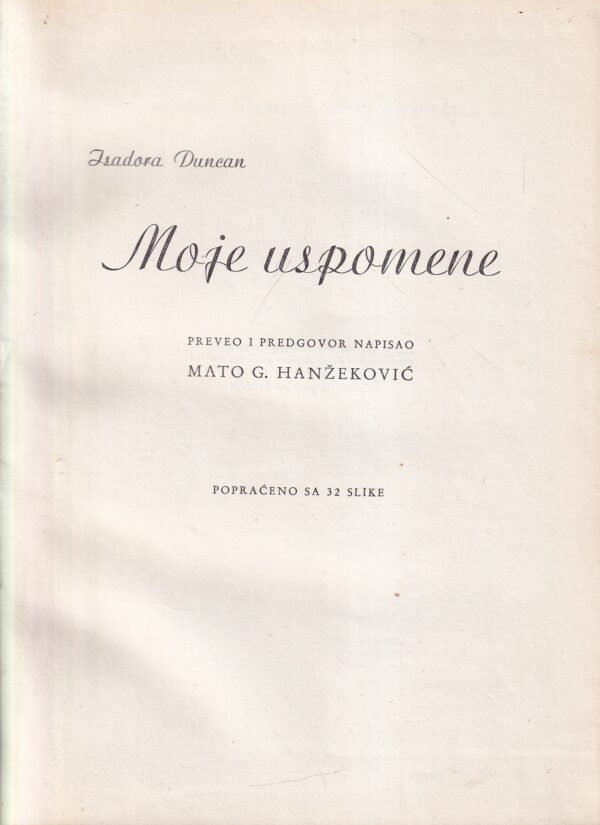 isidora duncan: moje uspomene